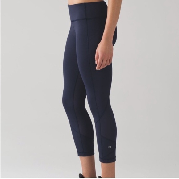 Lululemon Pace Rival Crop Leggings Midnight Navy Blue - Picture 1 of 14